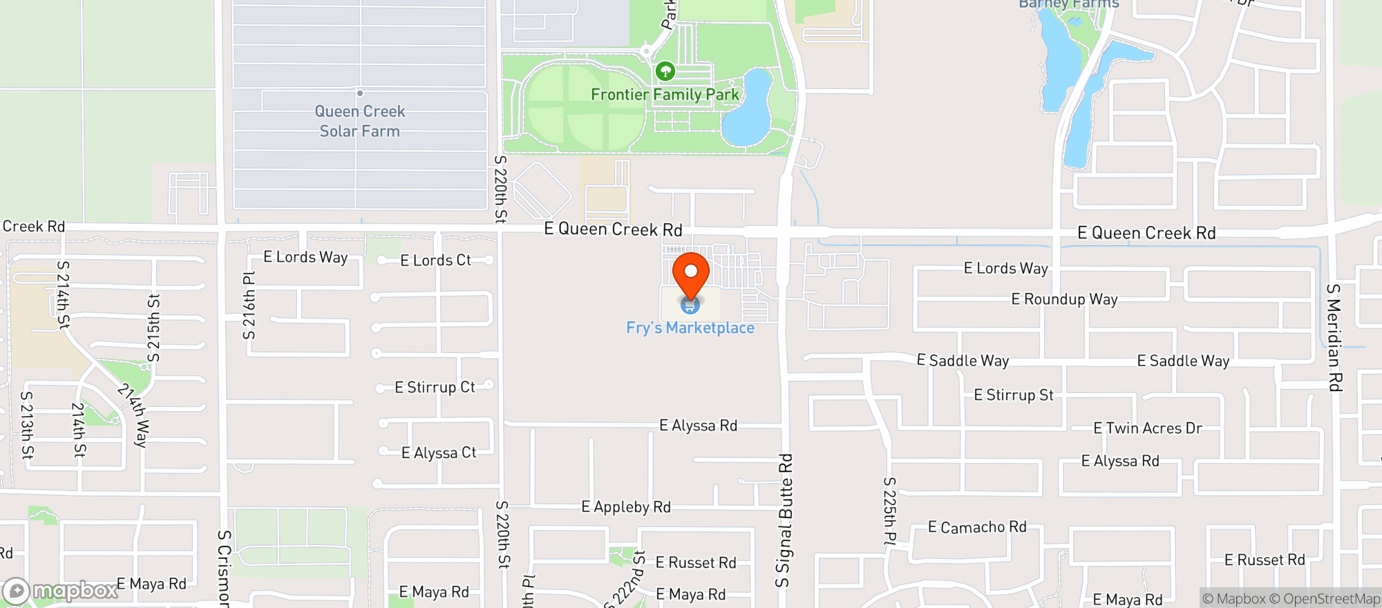 Map showing Frys Of Arizona (660) - 00656 - Queen Creek Marketplace