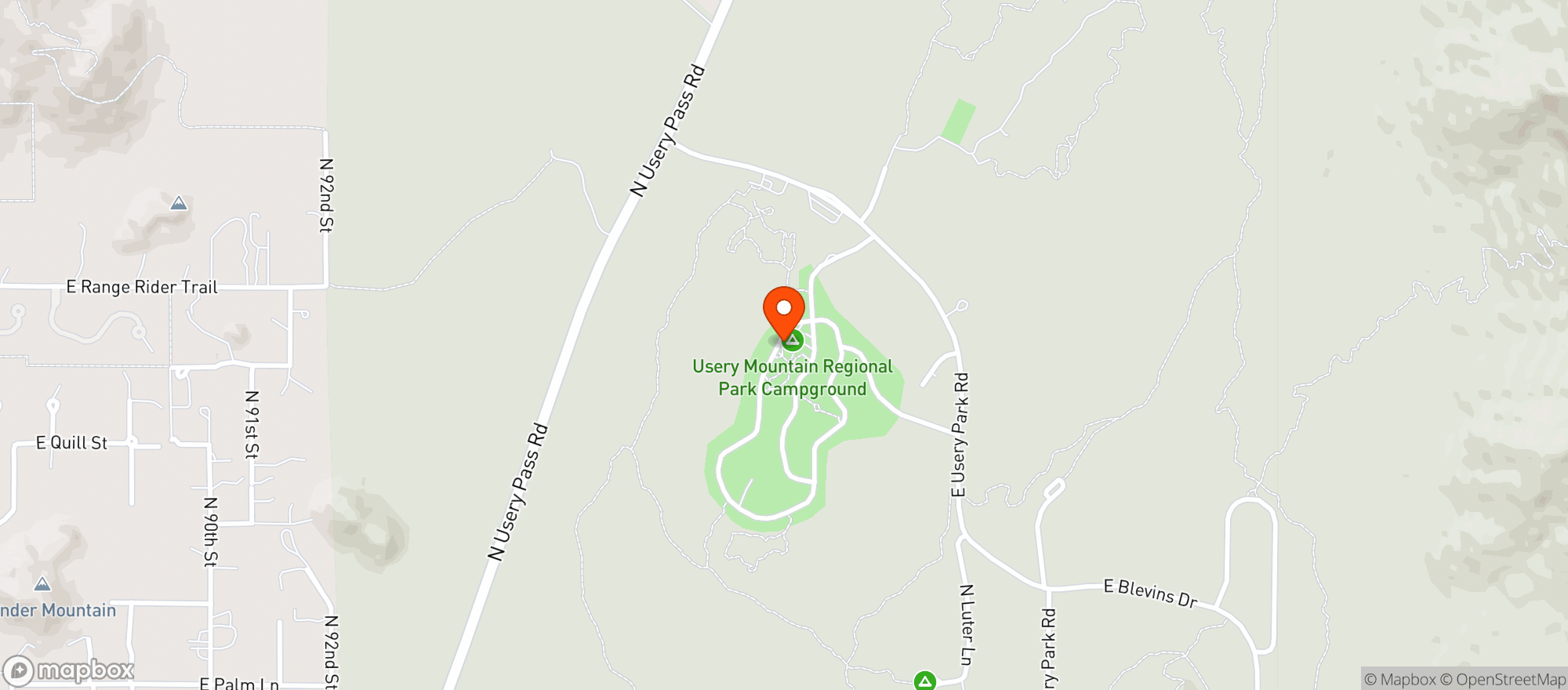 Map showing Usery Mountain Regional Park
