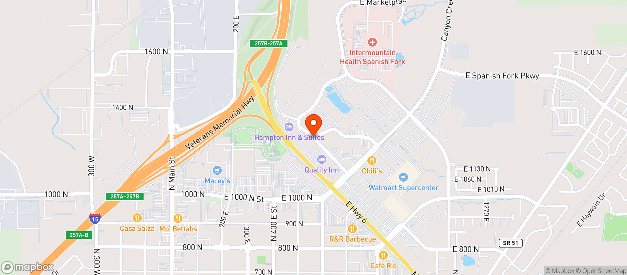 Map showing Texas Roadhouse