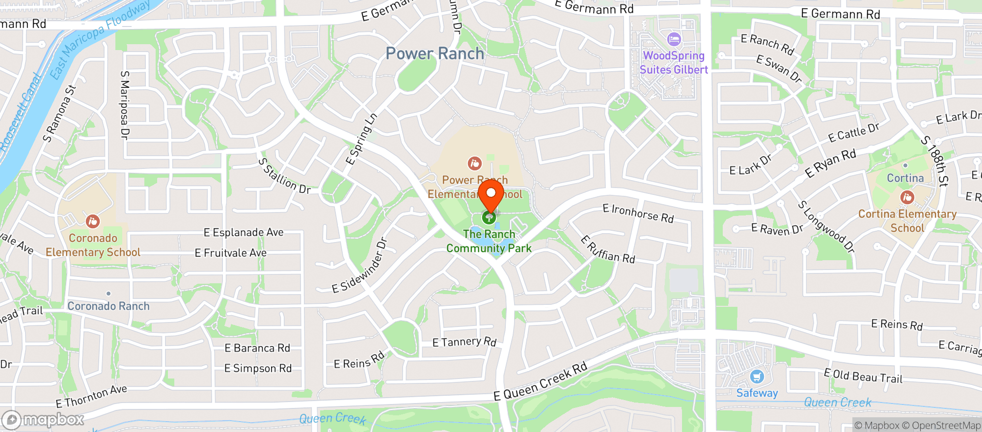 Map showing Clubhouse Community Park - Power Ranch