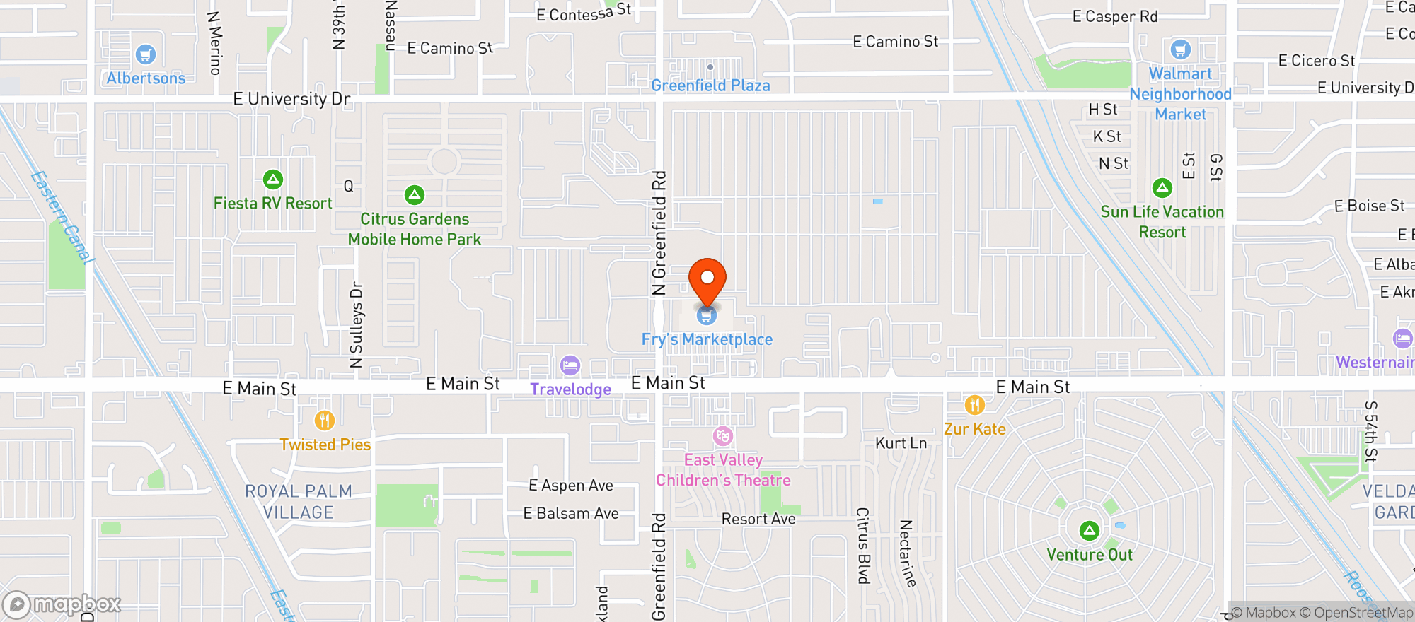 Map showing Frys Of Arizona (660) - 00611 - Greenfield Main
