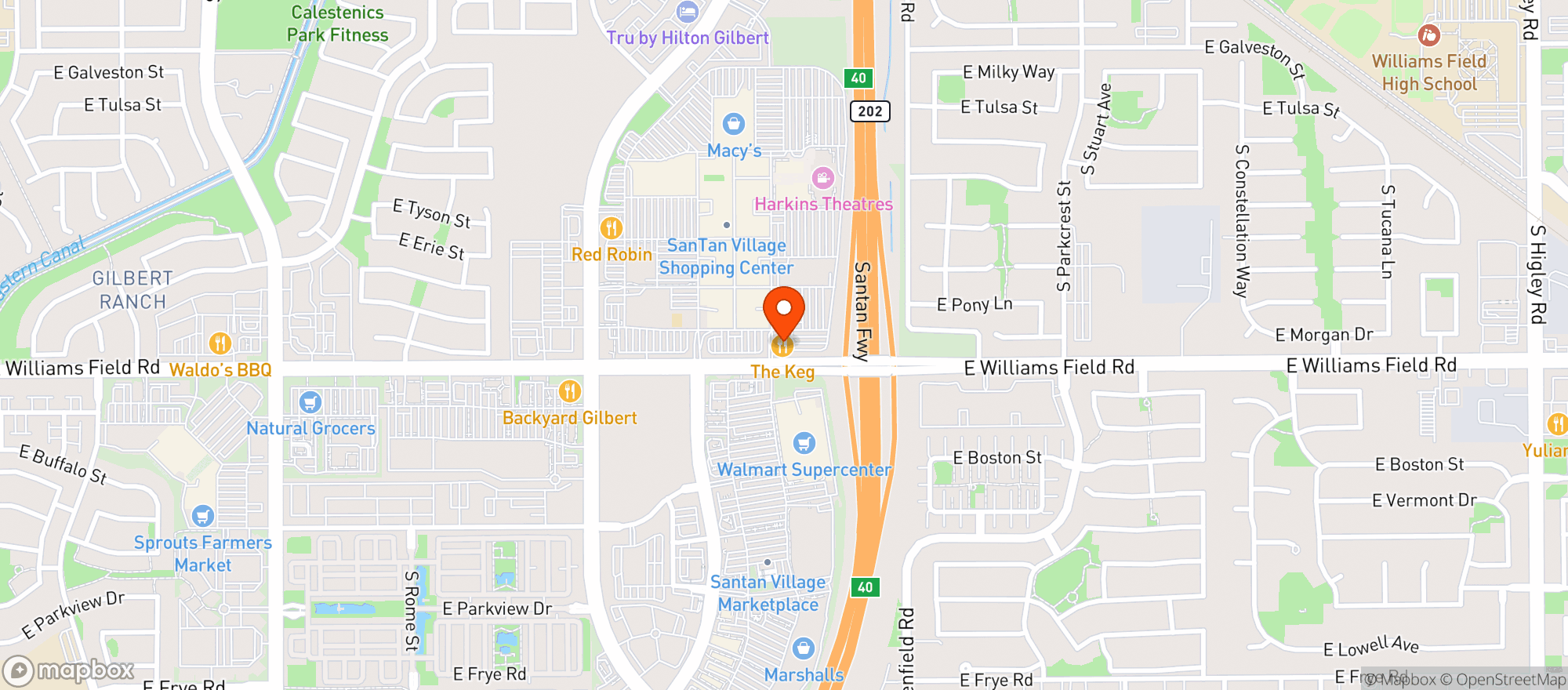 Map showing Keg Steakhouse & Bar
