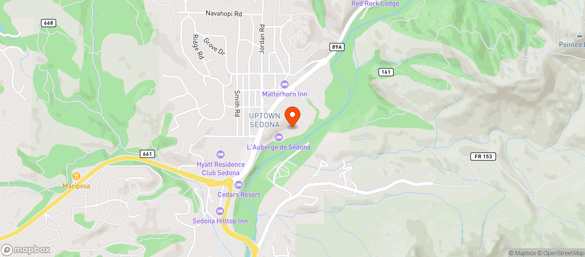 Map showing THE SPA AT L'AUBERGE SEDONA