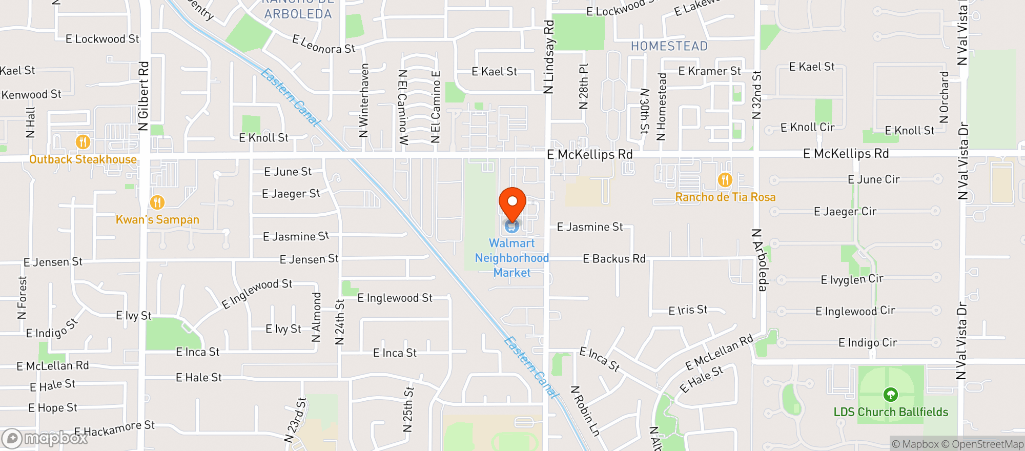 Map showing Walmart Neighborhood Ma #3846