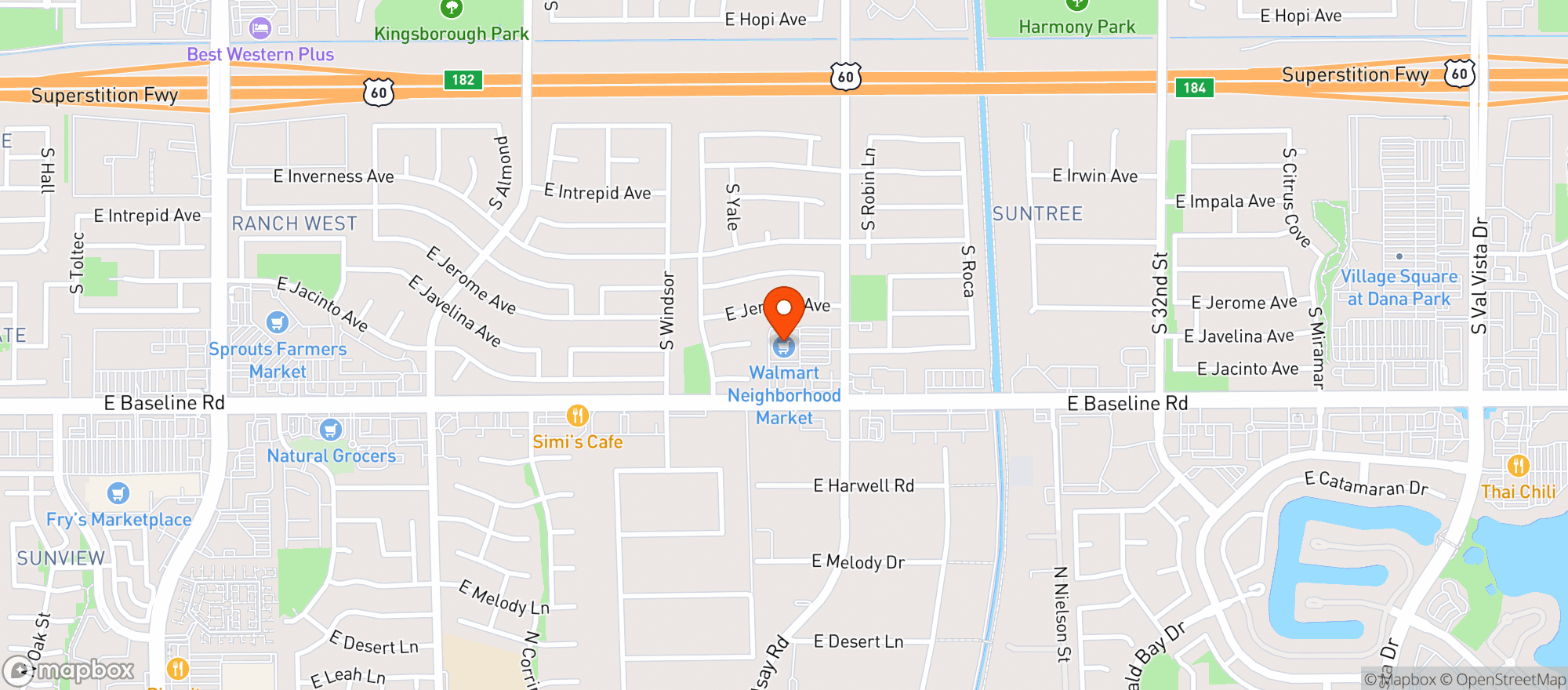 Map showing Walmart Neighborhood Ma #5304