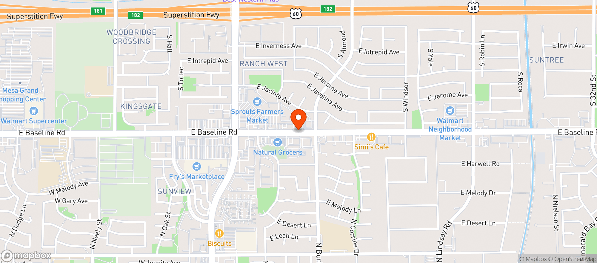 Map showing Ajo Als Mexican Cafe
