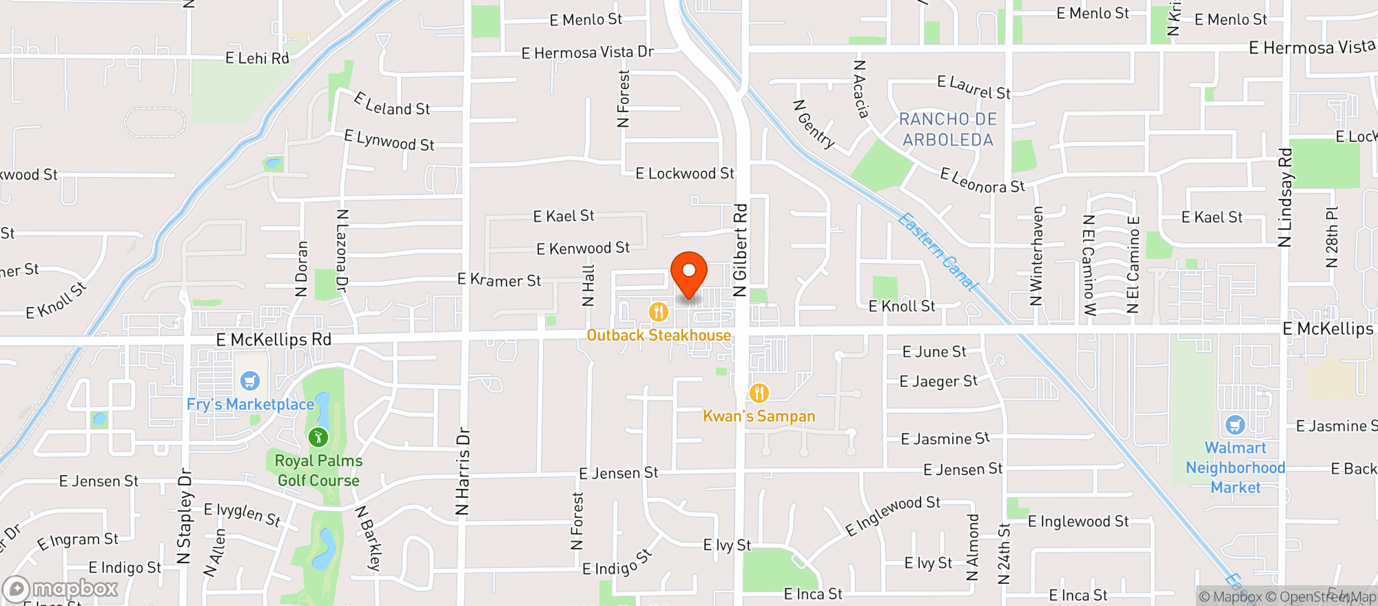 Map showing Blue 32 Sports Grill