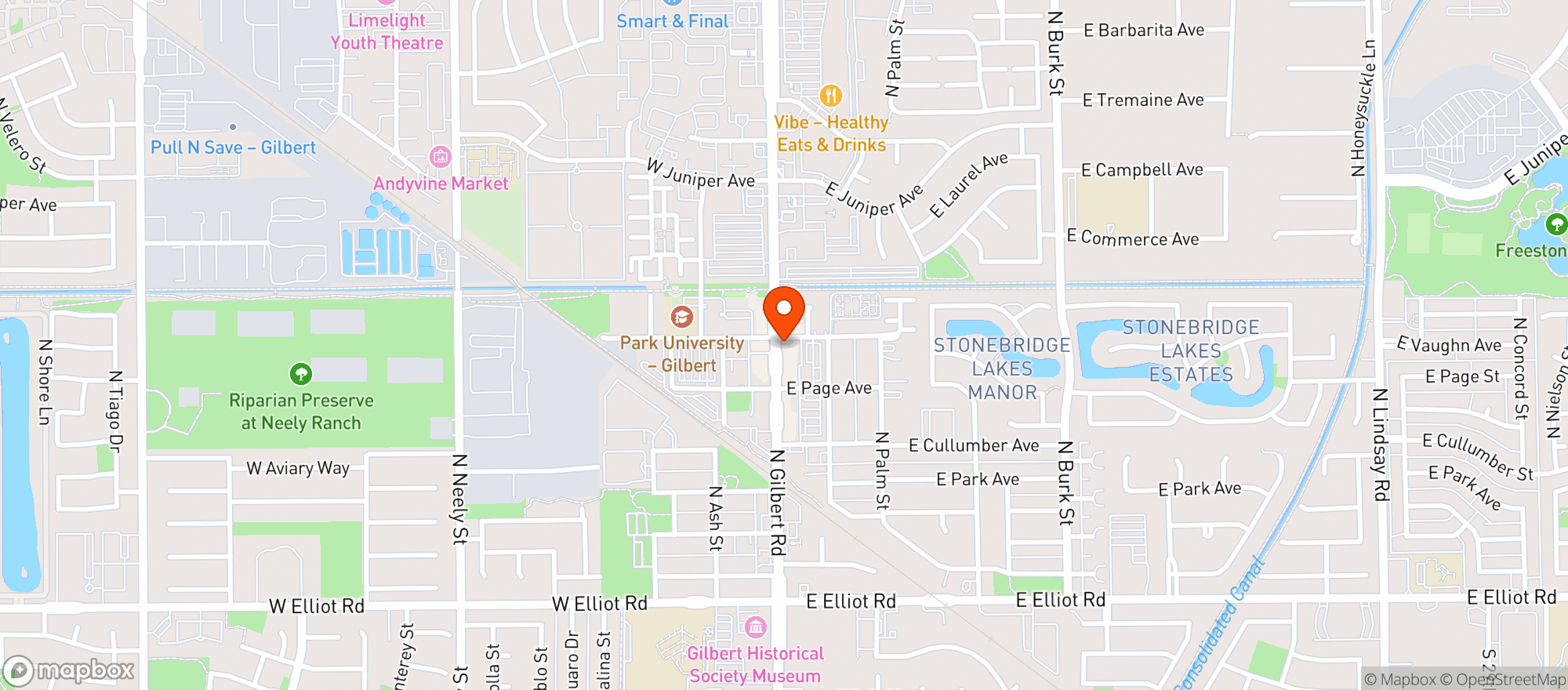 Map showing Dierks Bentley's Whiskey Row Gilbert