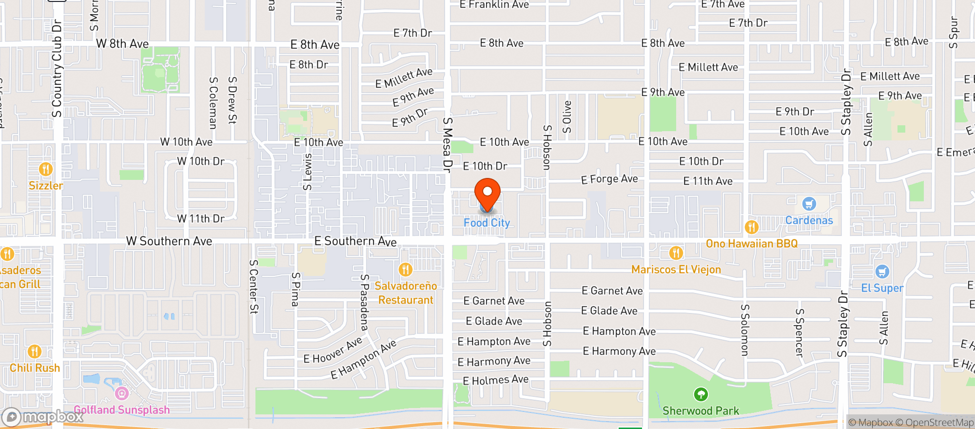 Map showing Food City