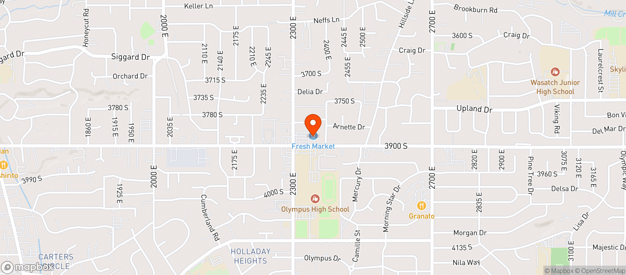 Map showing Fresh Market