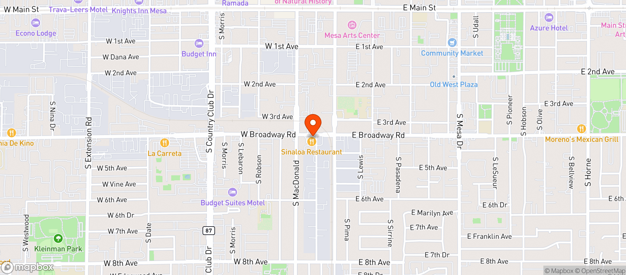 Map showing Restaurant Sinaloa