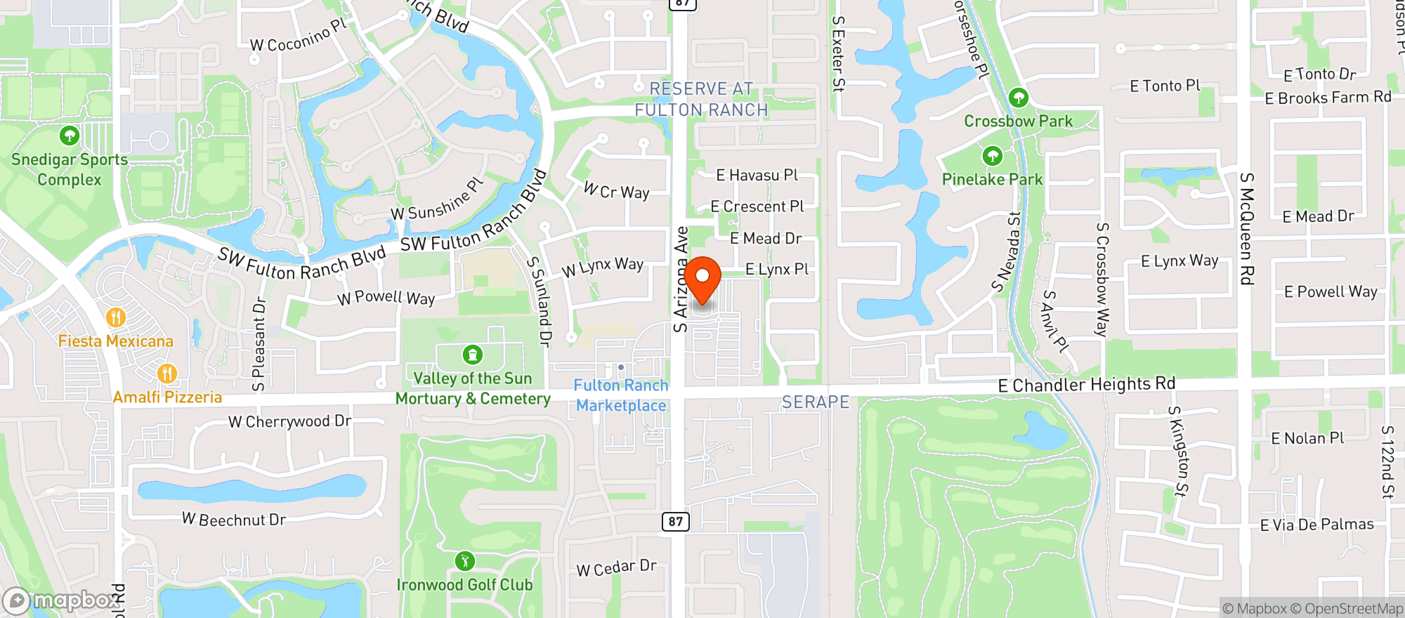 Map showing Blue 32 Sports Grill