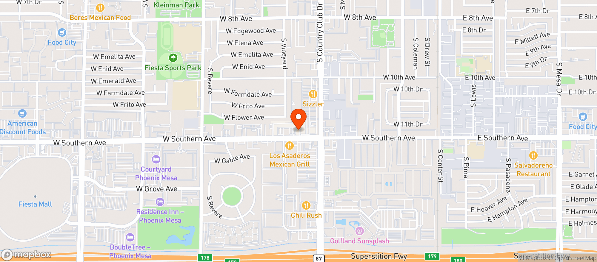 Map showing Septembers Bar & Grill