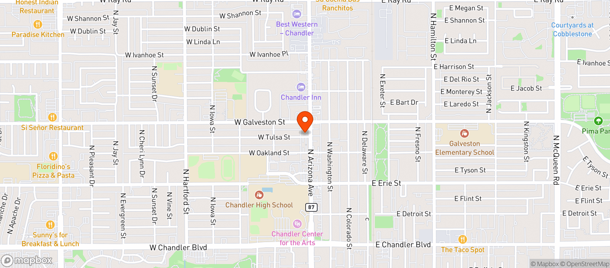 Map showing Chandler Liquors