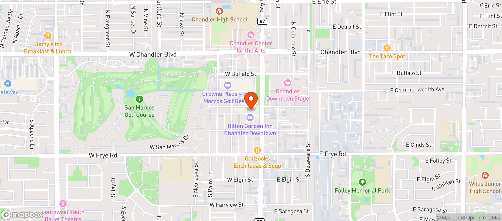 Map showing Elliotts Steakhouse #0700335170