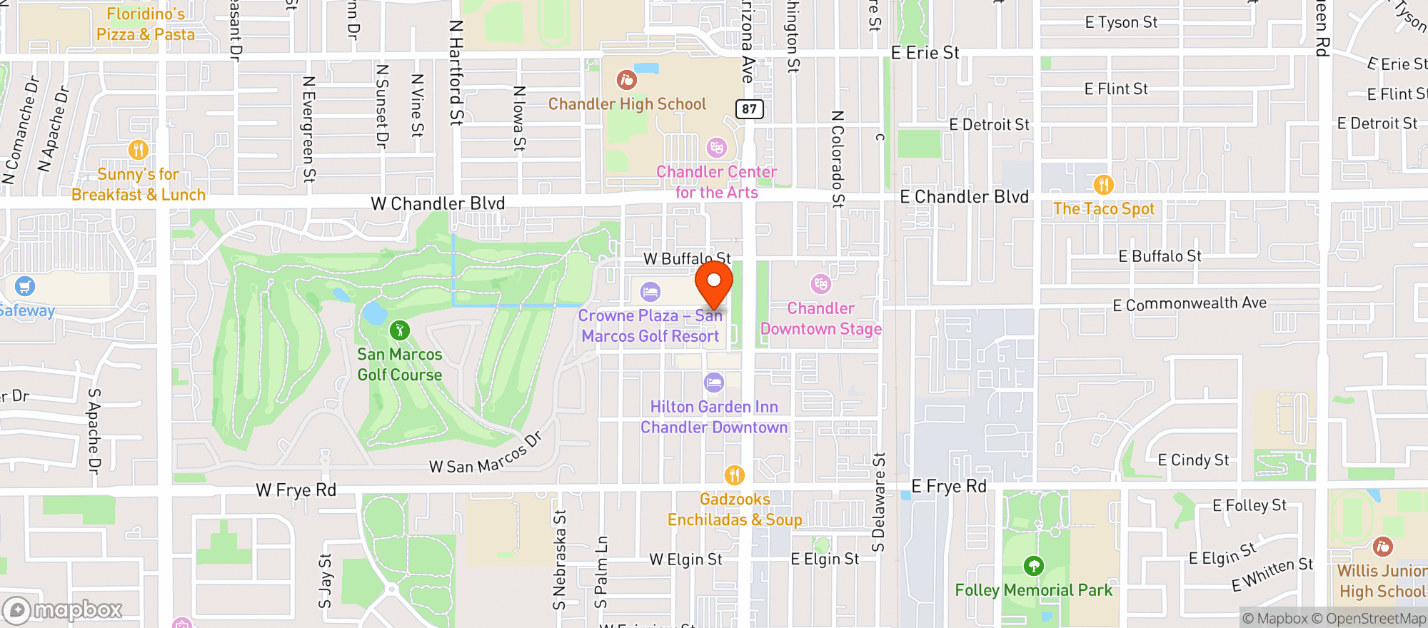 Map showing San Tan Brewing Company