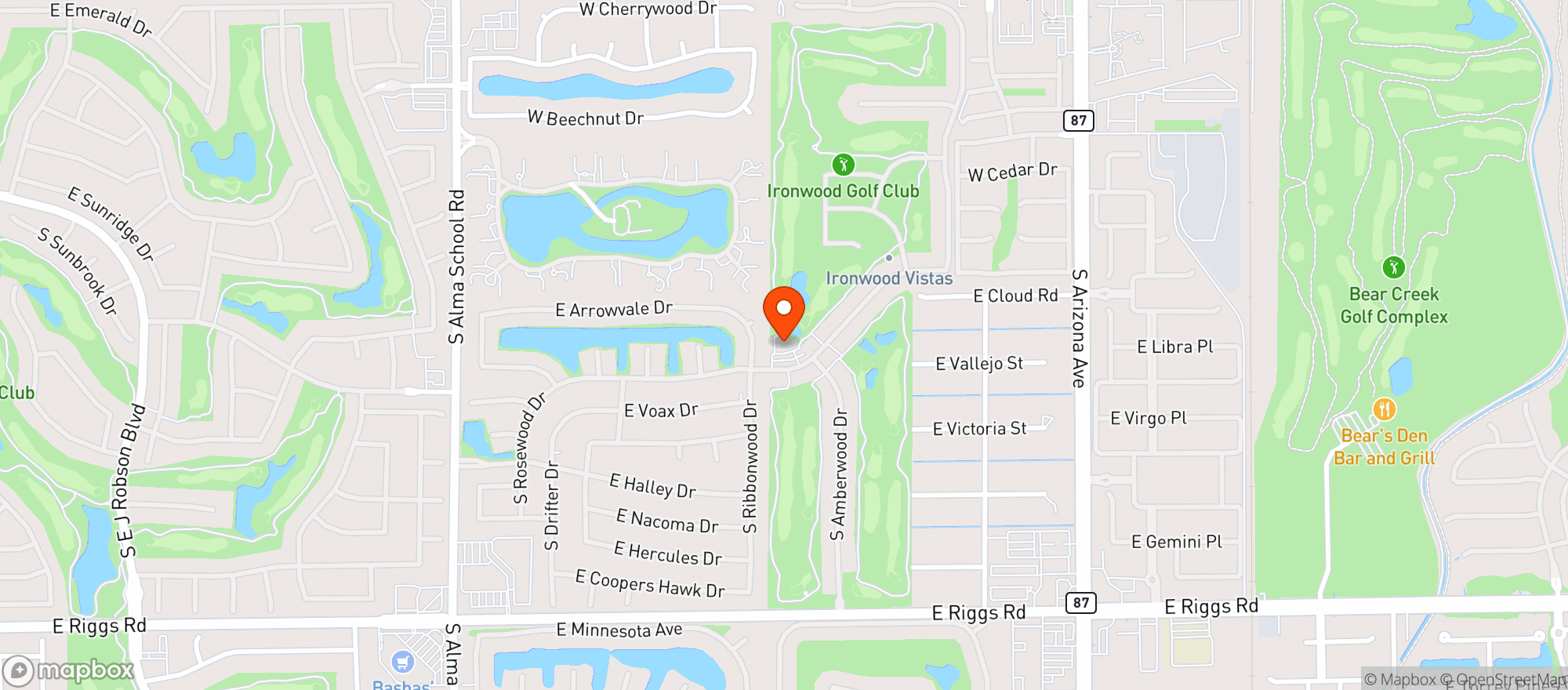 Map showing Ironwood Golf Club