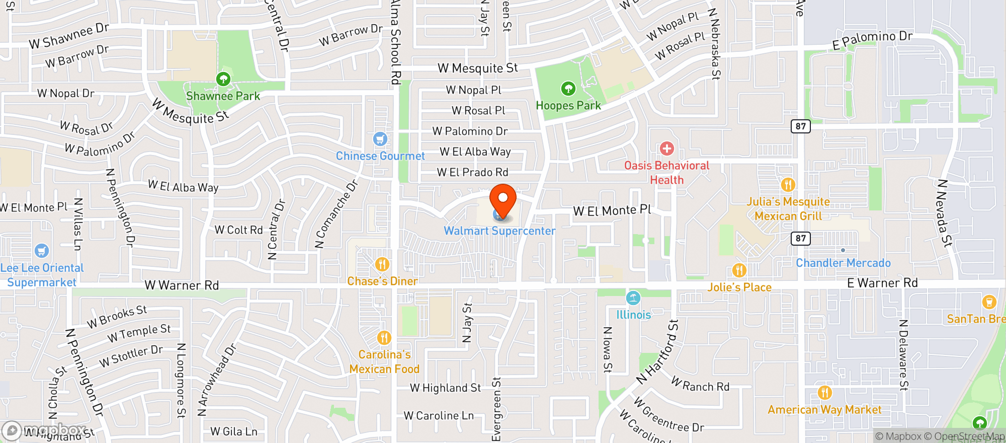 Map showing Walmart Supercenter #1512