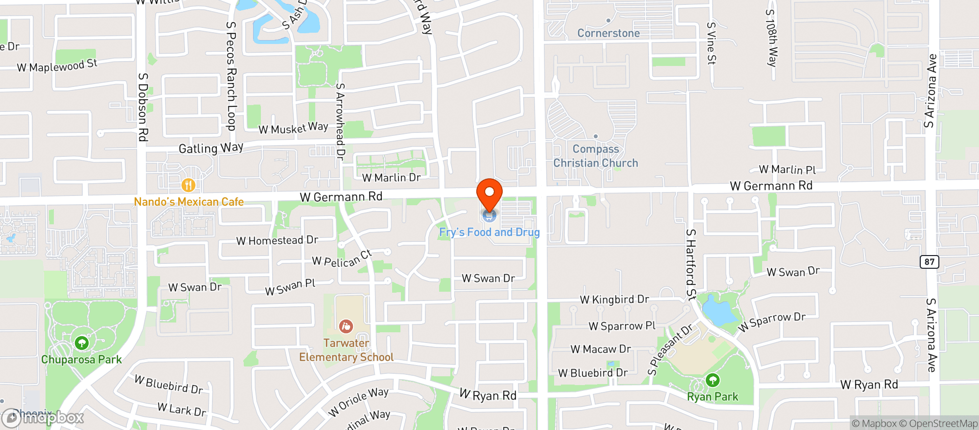 Map showing Frys Of Arizona (660) - 00069 - Alma School Germann