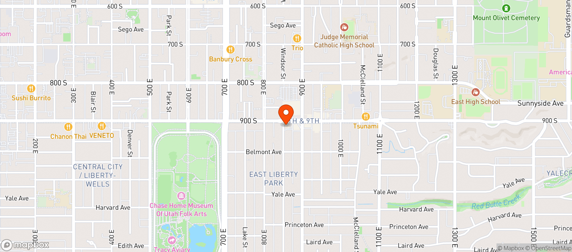 Map showing East Liberty Tap House
