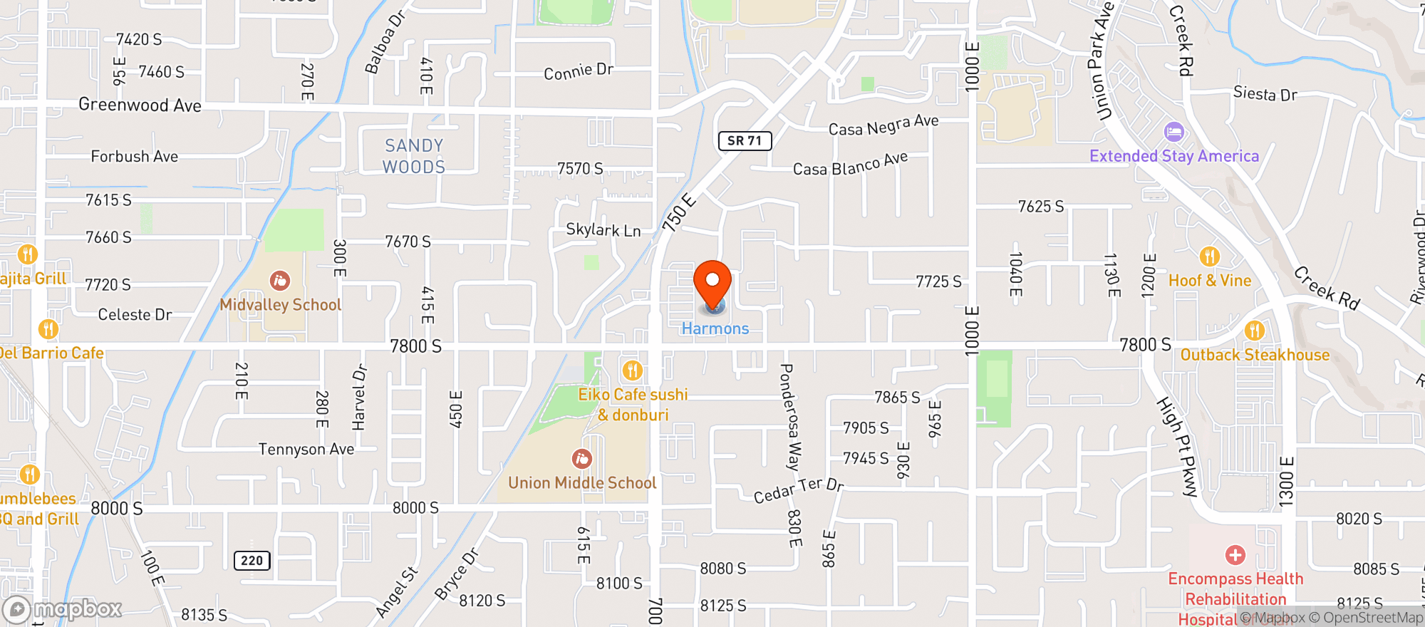 Map showing Harmons Grocery - Seventh Street