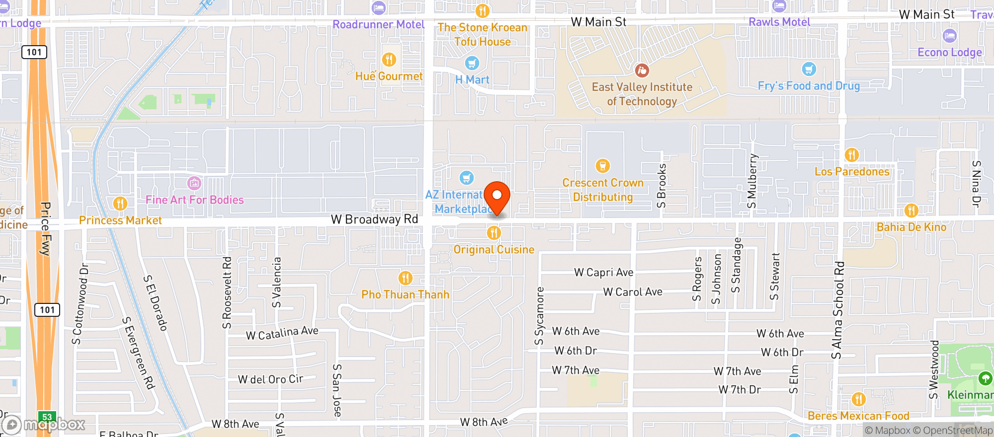 Map showing The Good Dispensary