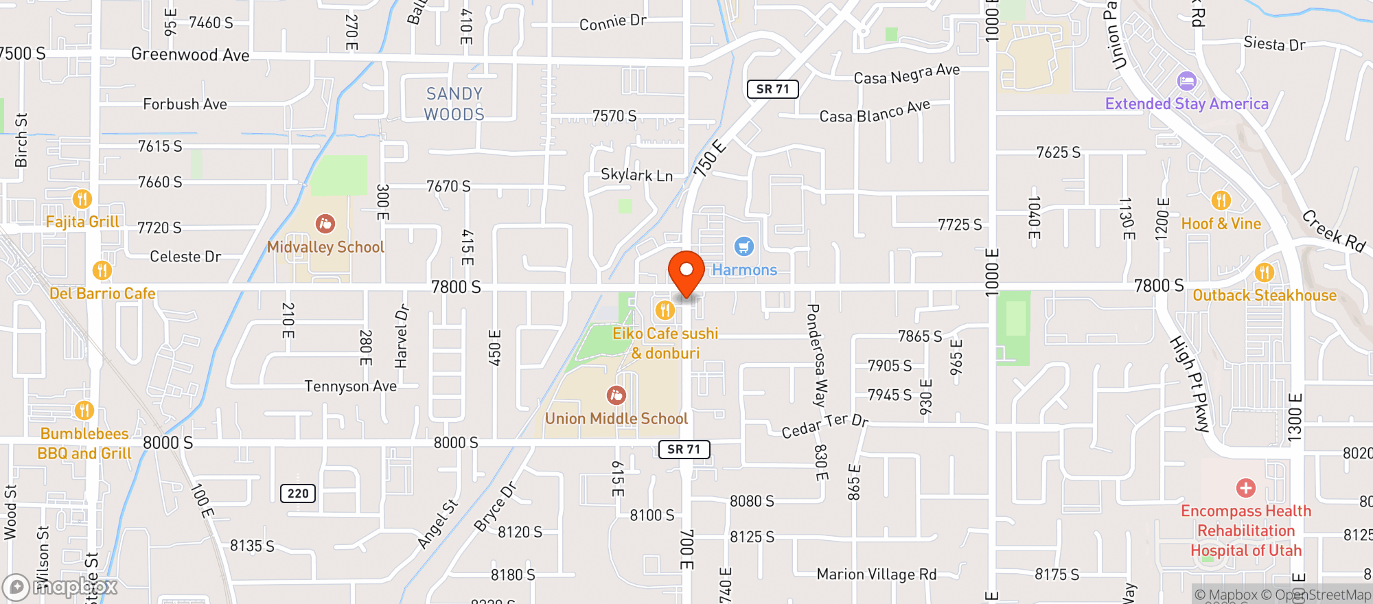 Map showing Sandy Stop
