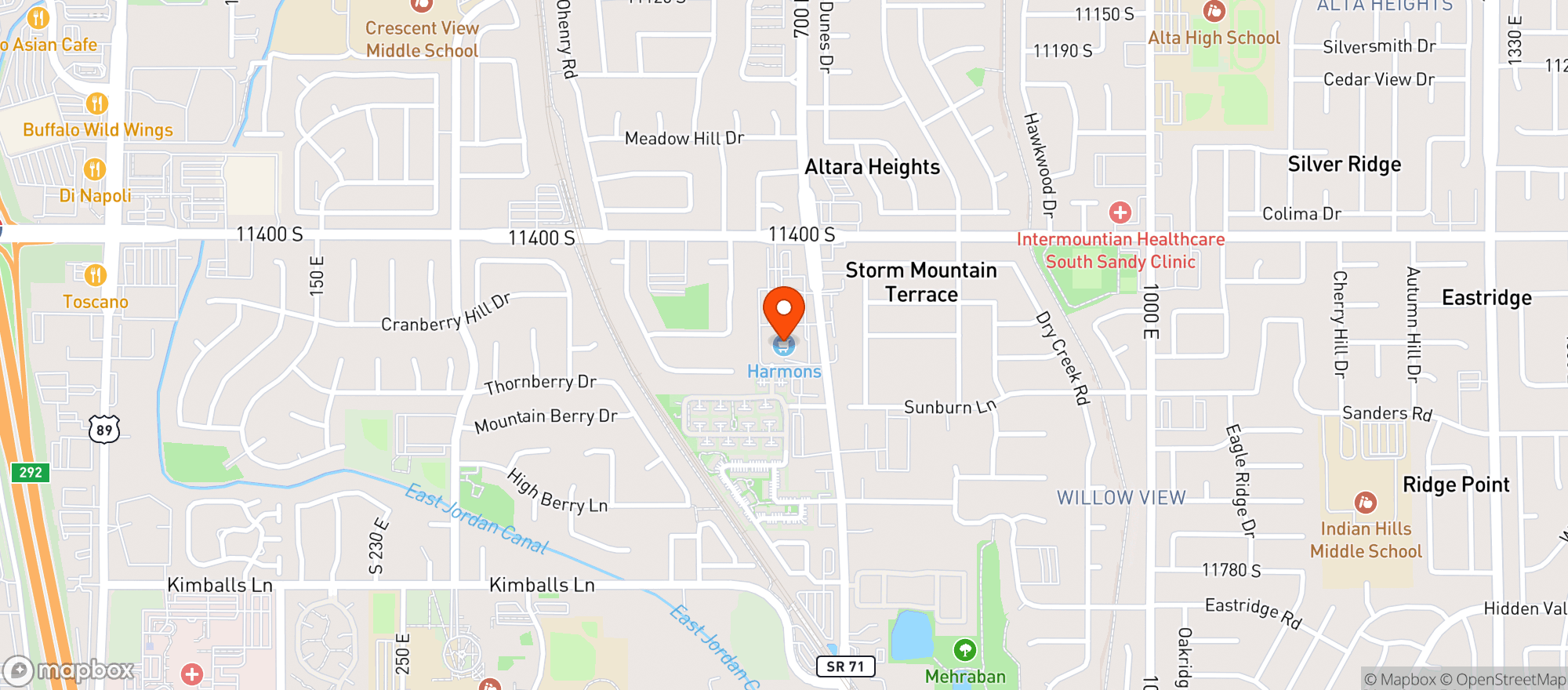 Map showing Harmons