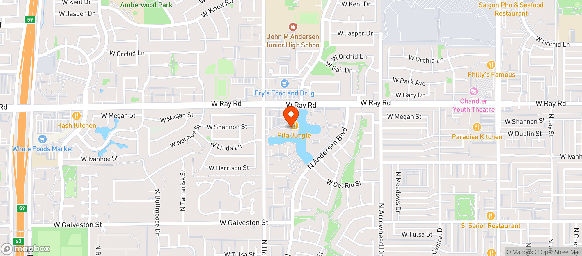 Map showing Valle Luna Mexican Restaurant