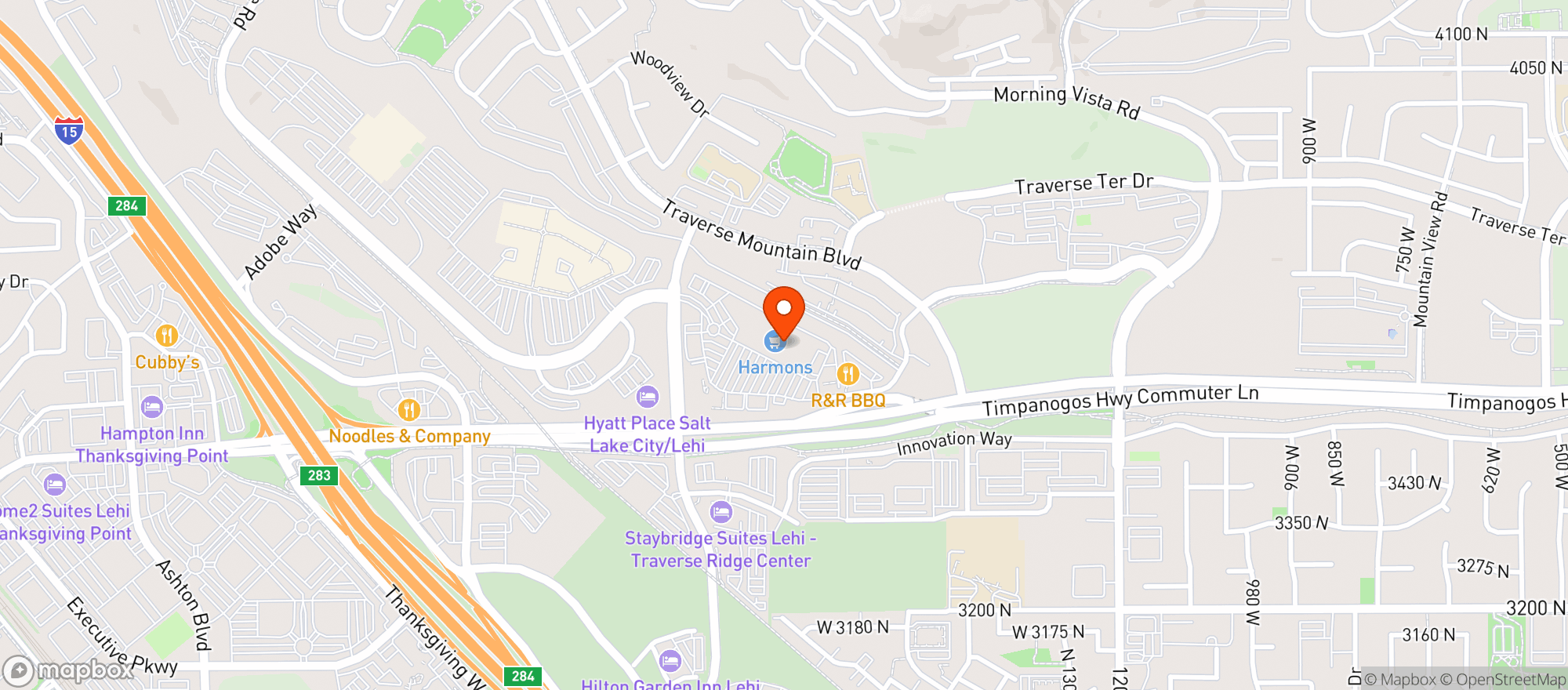 Map showing Harmons Grocery - Traverse Mountain
