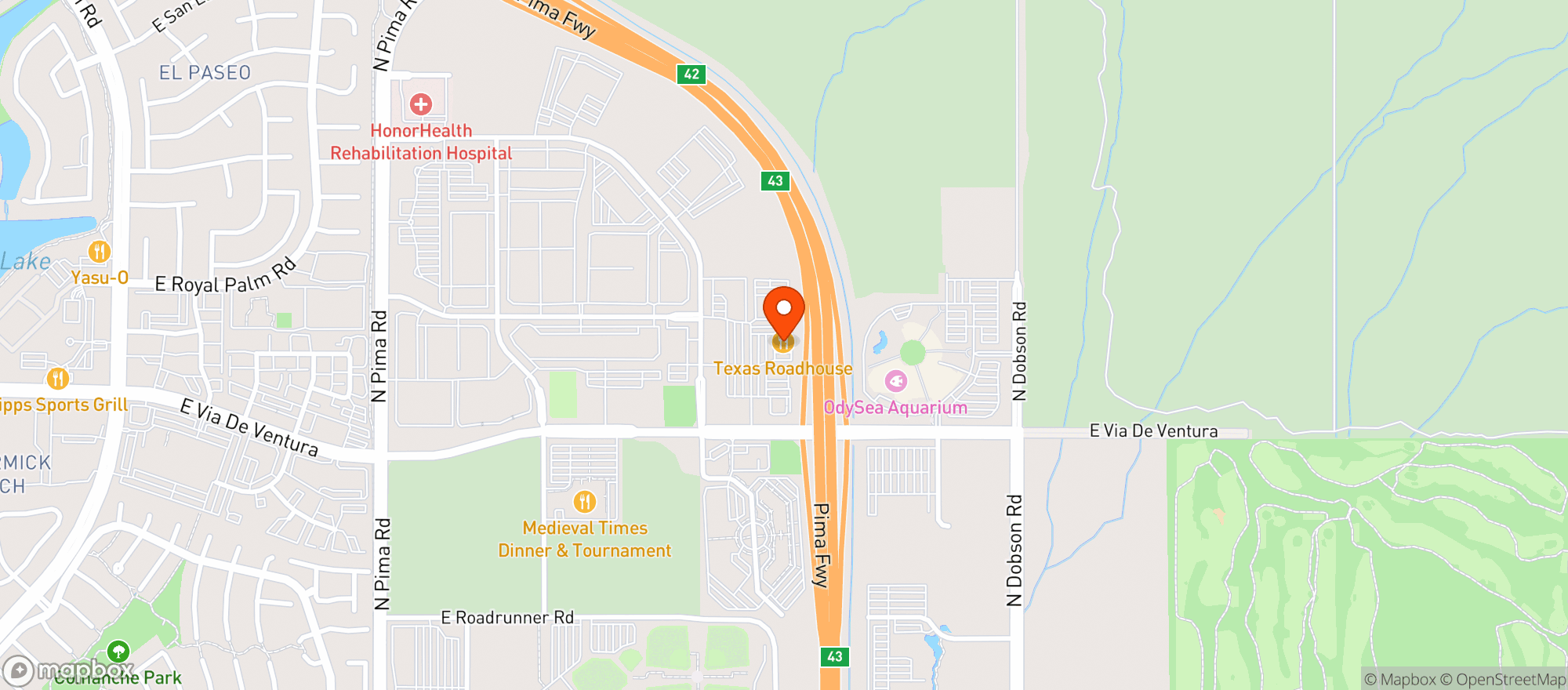 Map showing Texas Roadhouse