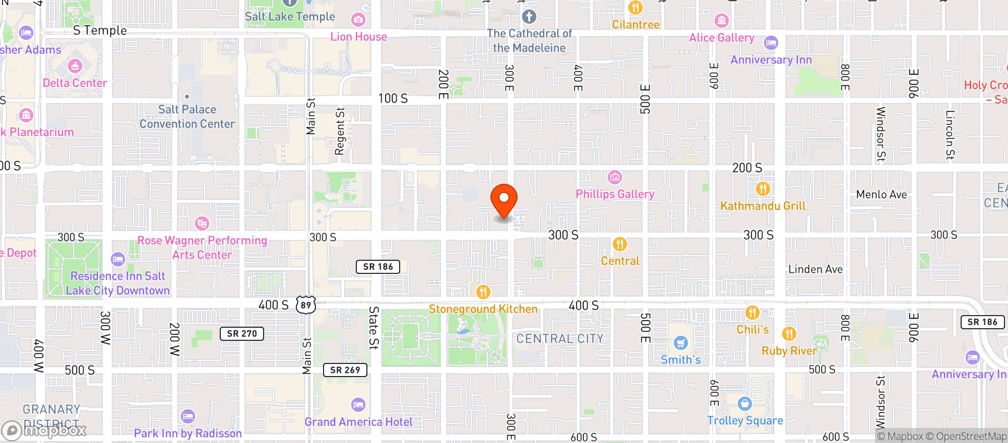 Map showing Burger Lab