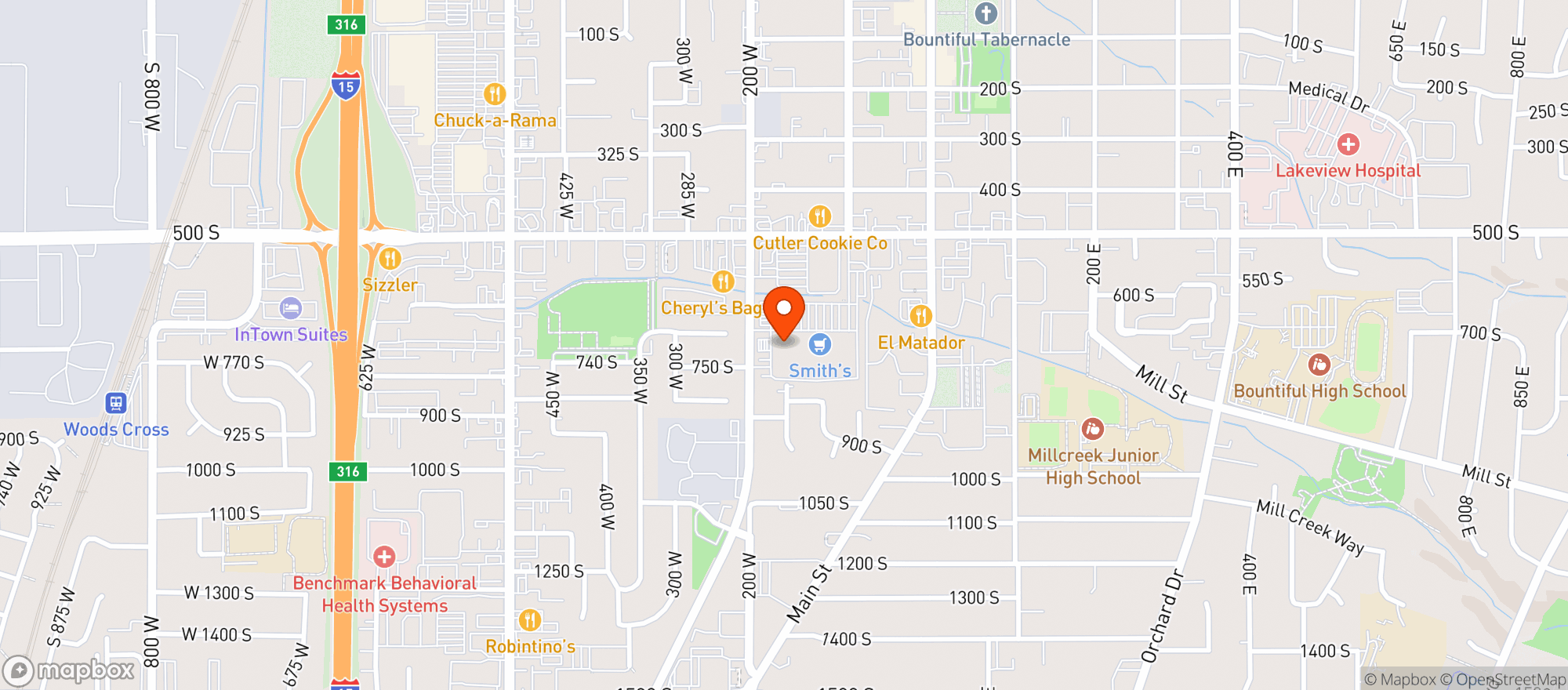 Map showing Smiths Food & Drug (706) - 00444 - Bountiful