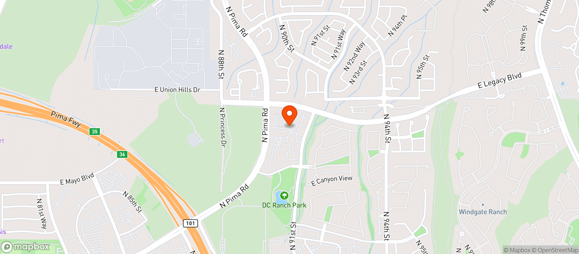 Map showing AJ's #173 (Scottsdale)