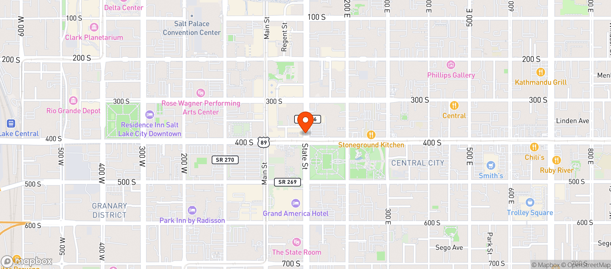 Map showing Jackalope Lounge