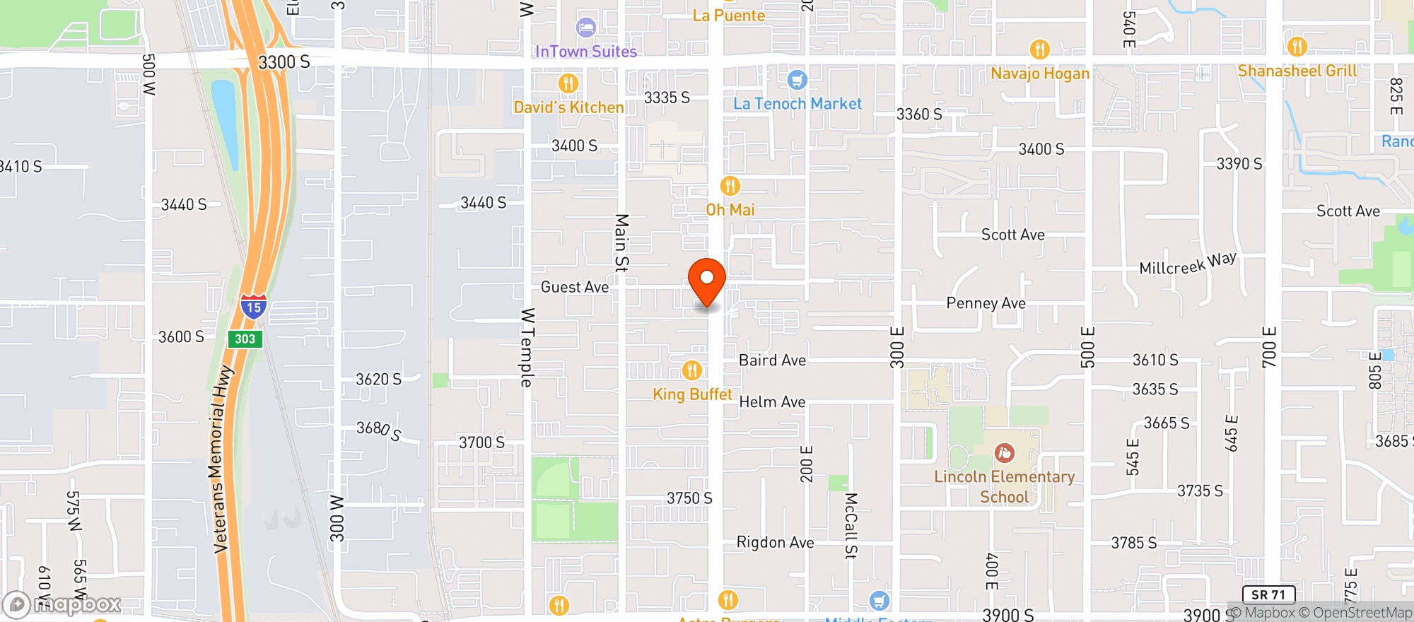 Map showing Tailgate Tavern