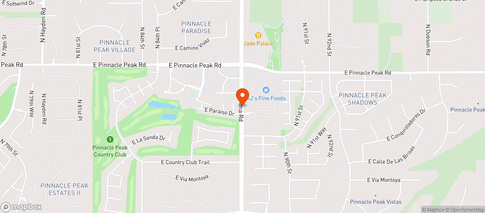 Map showing Ajs Fine Foods - 075 - Scottsdale Pima