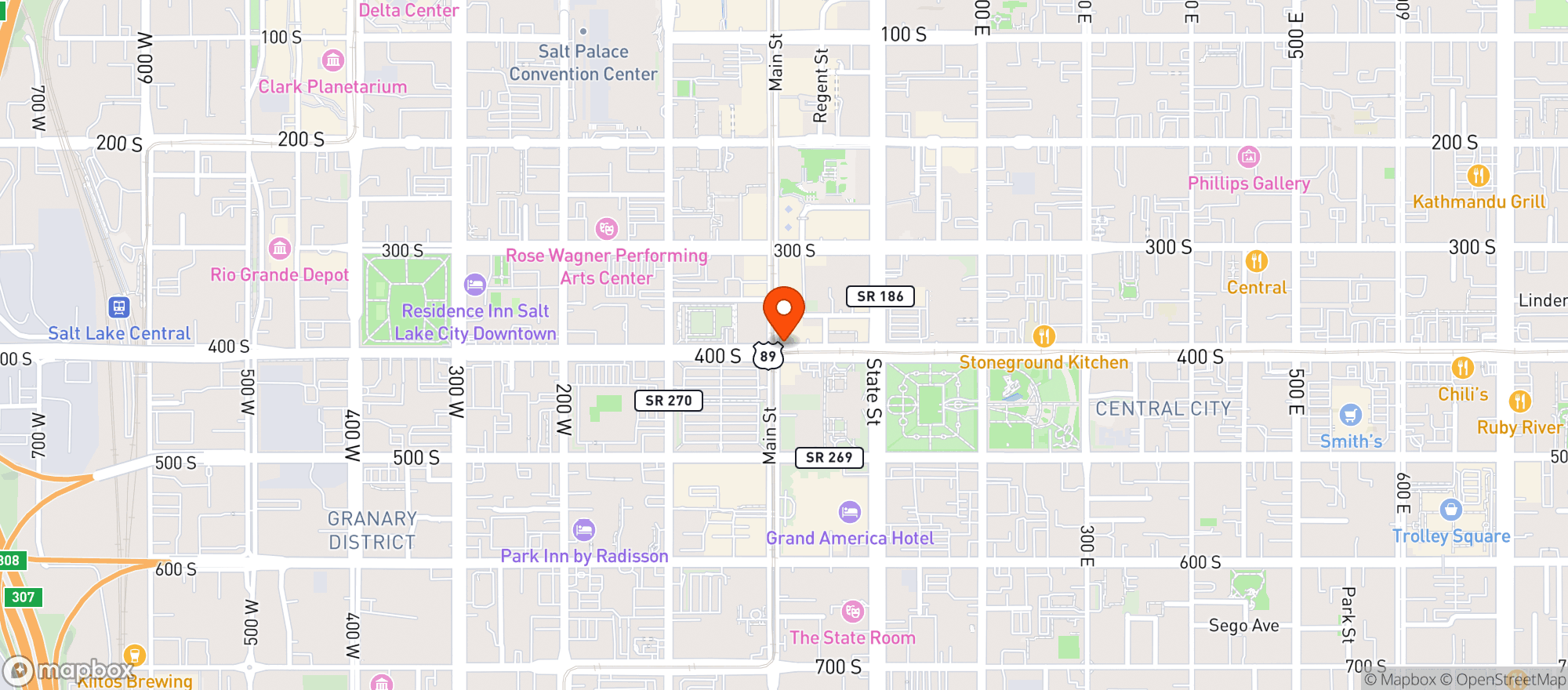 Map showing Quarters Arcade Bar