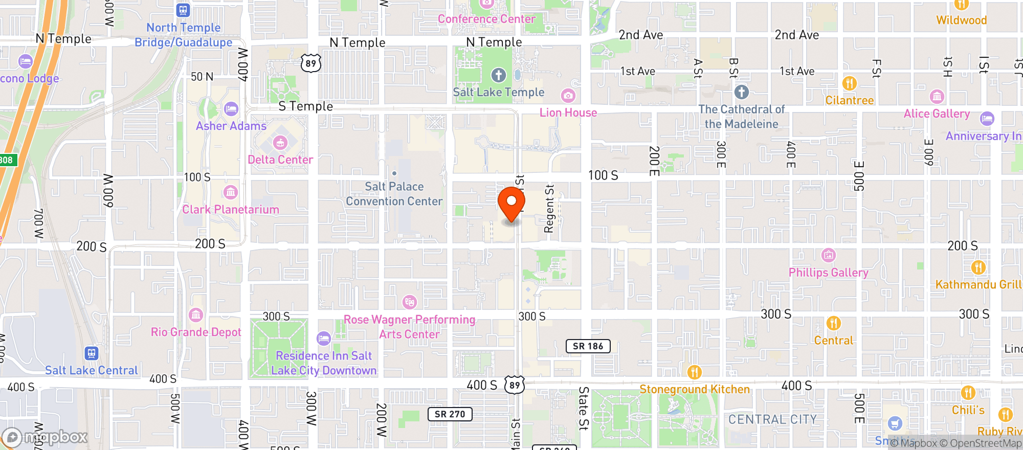 Map showing Murphys Bar & Grill