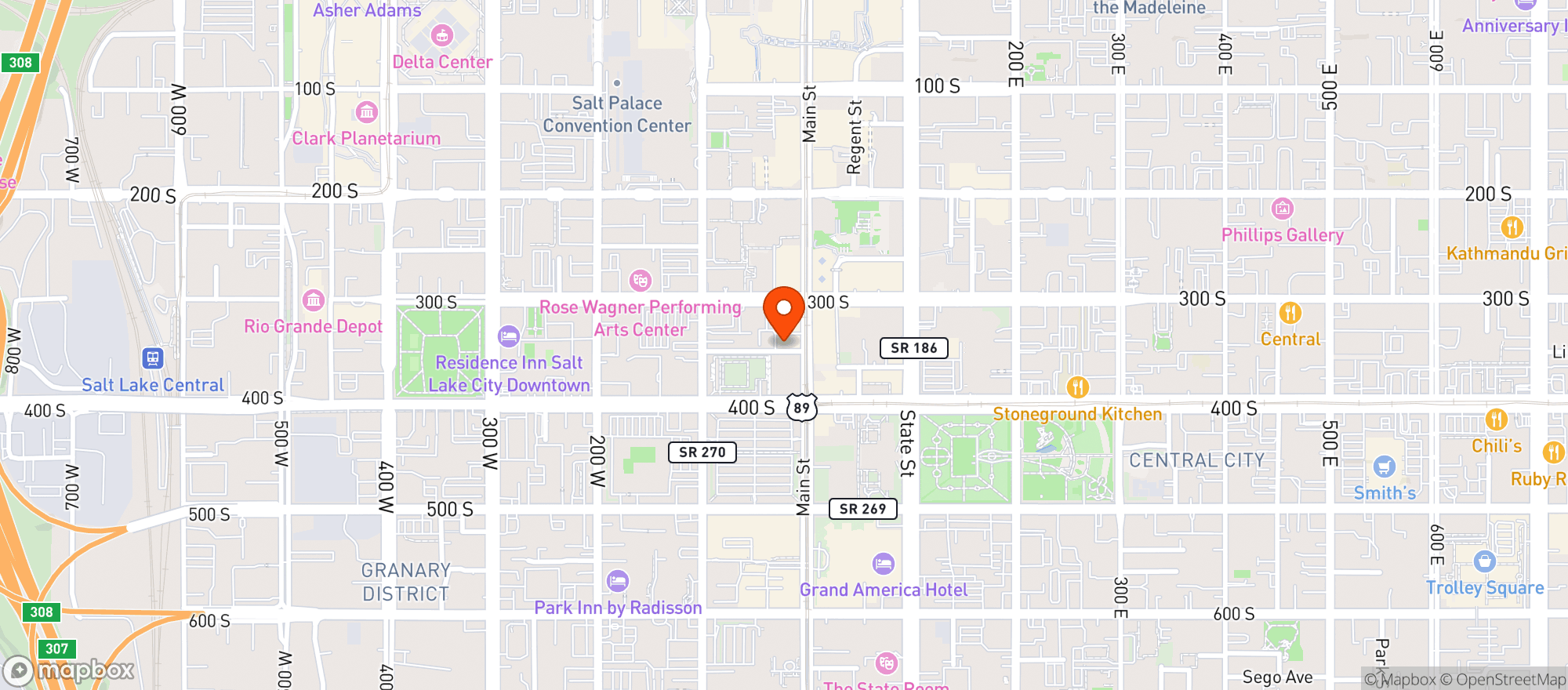 Map showing Post Office Place