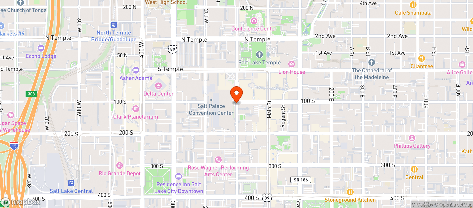 Map showing Salt Palace Convention Center