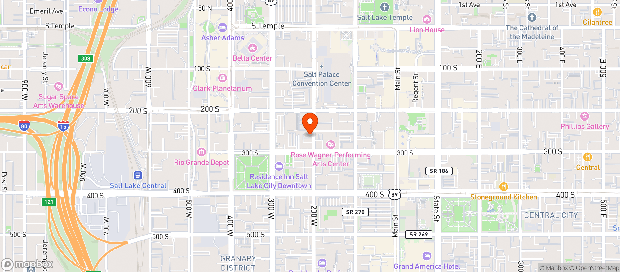 Map showing Red Rock Brewing Co