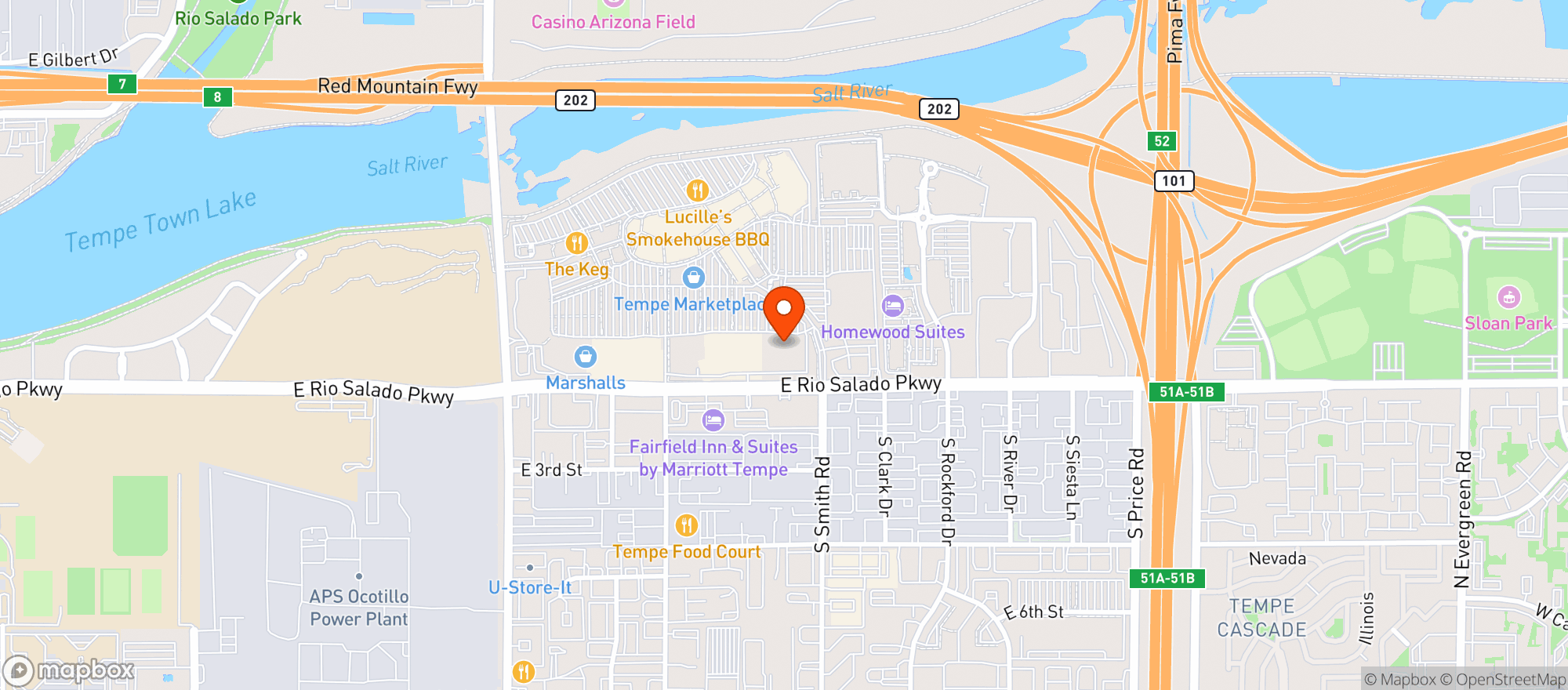 Map showing Total Wine - Tempe Marketplace