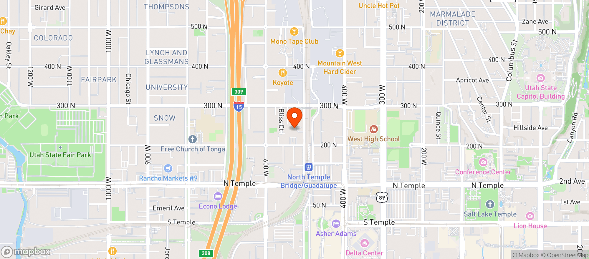 Map showing The Union Event Center