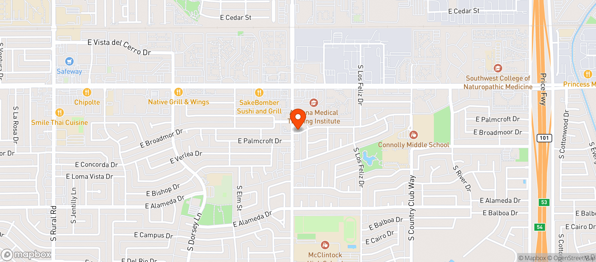 Map showing 3 Palms Market & Deli