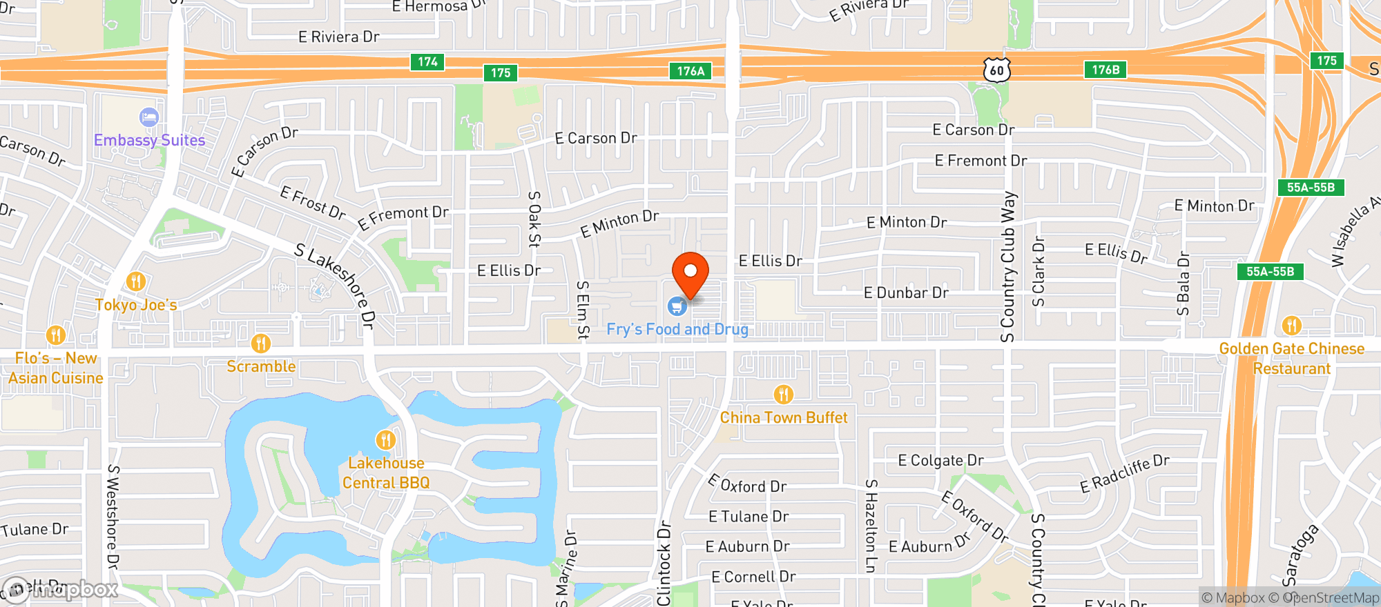 Map showing FRYS FOOD & DRUG STORE #607