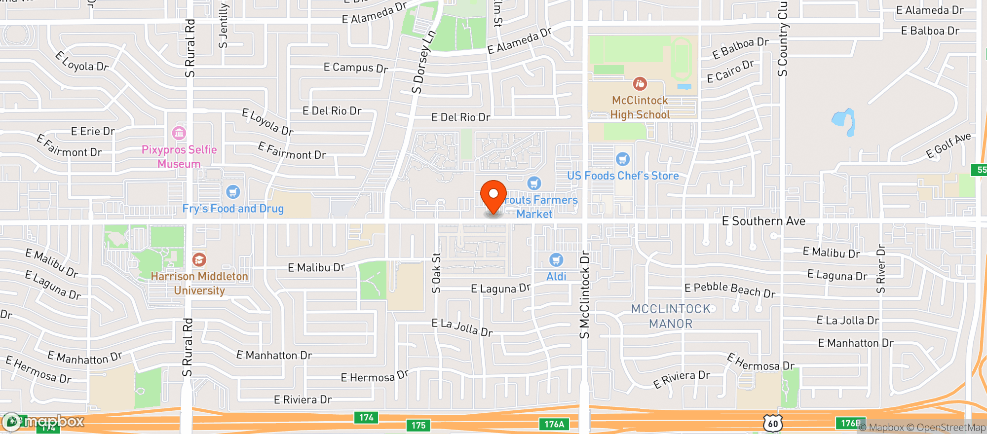 Map showing Rainbow Bliss Botanicals - Tempe