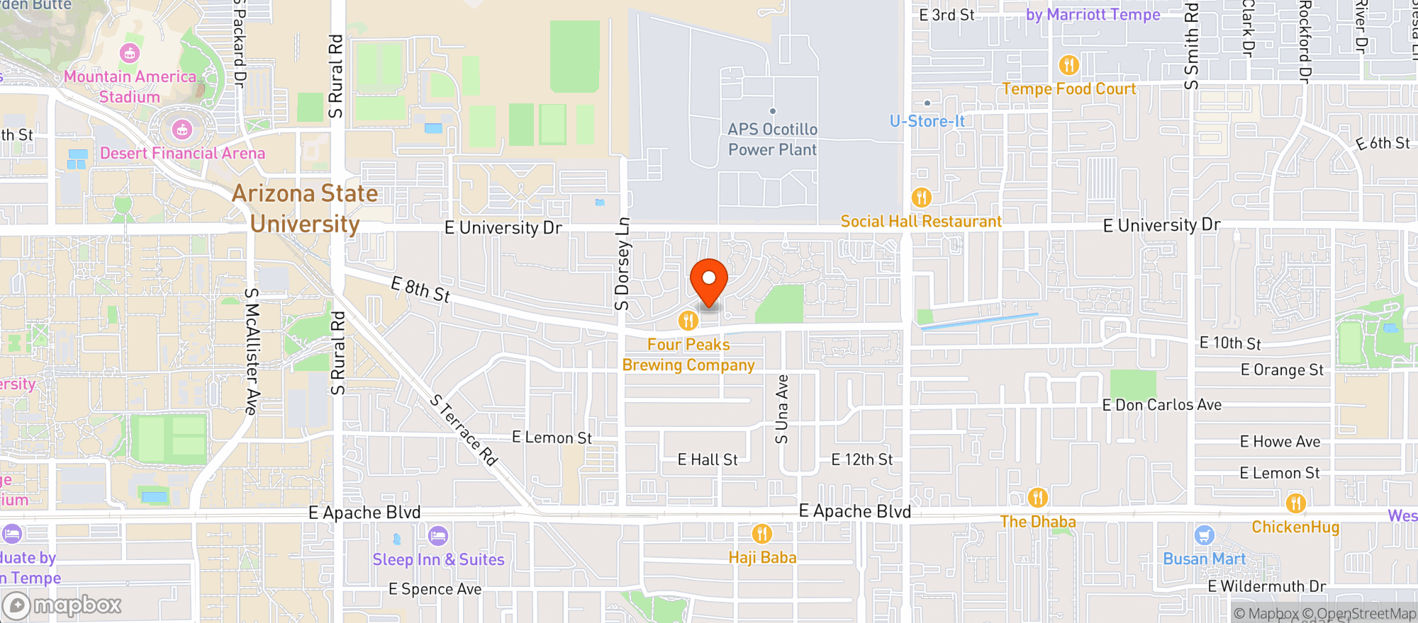 Map showing Four Peaks Brewing Company - 8th Street