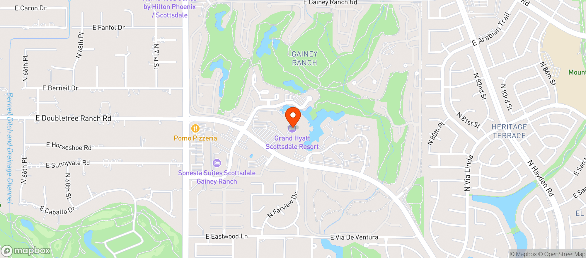 Map showing Grand Hyatt Scottsdale