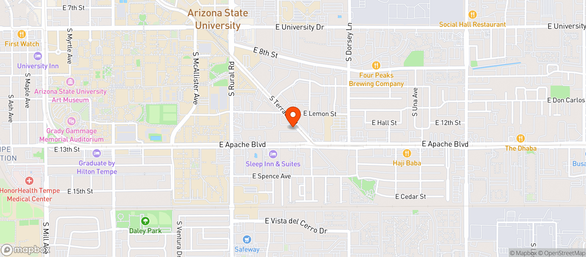 Map showing Tempe Market